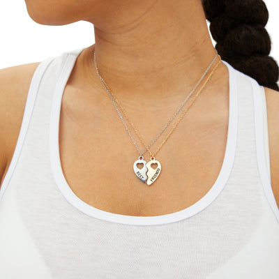 You're My Best Friend" Heart Necklace Set - Queen inspired friendship jewelry, rose gold-plated with sparkling crystals, adjustable fit and elegant packaging.