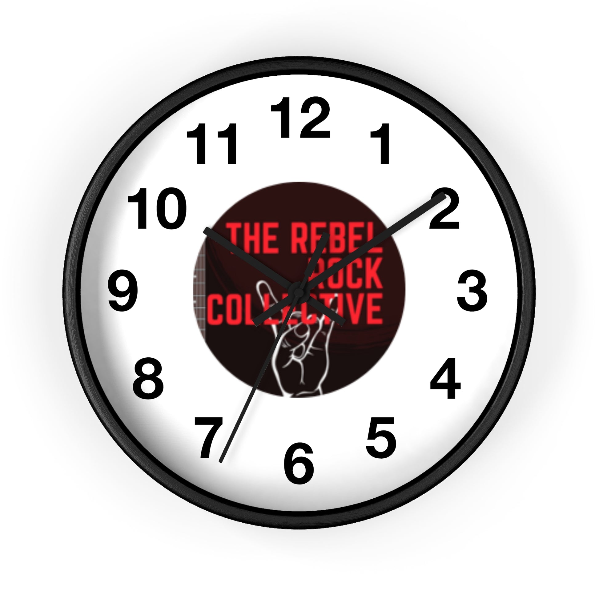 The Rebel Rock Collective - Rock Around The Clock, Music-Themed Wall Clock with Wood Frame and Plexiglass Face