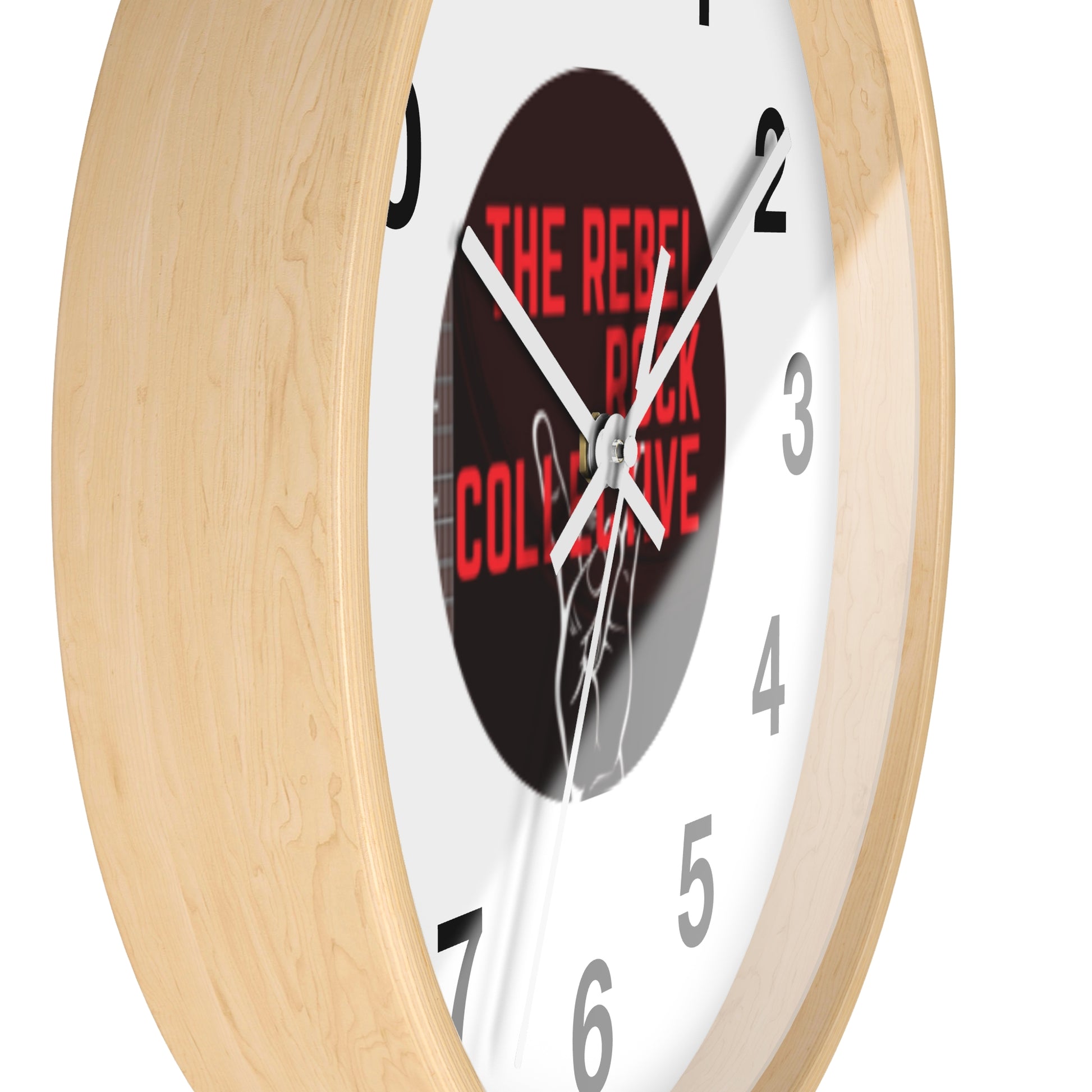 The Rebel Rock Collective - Rock Around The Clock, Music-Themed Wall Clock with Wood Frame and Plexiglass Face