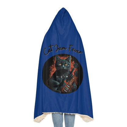 Cat Jam Fever Hooded Snuggly Blanket - Rockstar Themed Cozy Throw, Ultra-Soft Polyester Micro-Mink