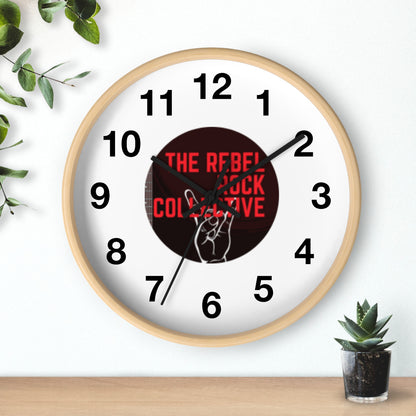 The Rebel Rock Collective - Rock Around The Clock, Music-Themed Wall Clock with Wood Frame and Plexiglass Face