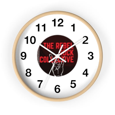 The Rebel Rock Collective - Rock Around The Clock, Music-Themed Wall Clock with Wood Frame and Plexiglass Face