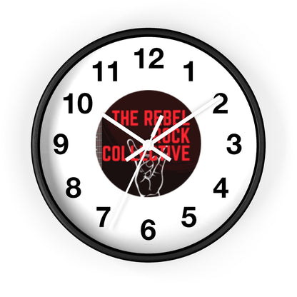 The Rebel Rock Collective - Rock Around The Clock, Music-Themed Wall Clock with Wood Frame and Plexiglass Face