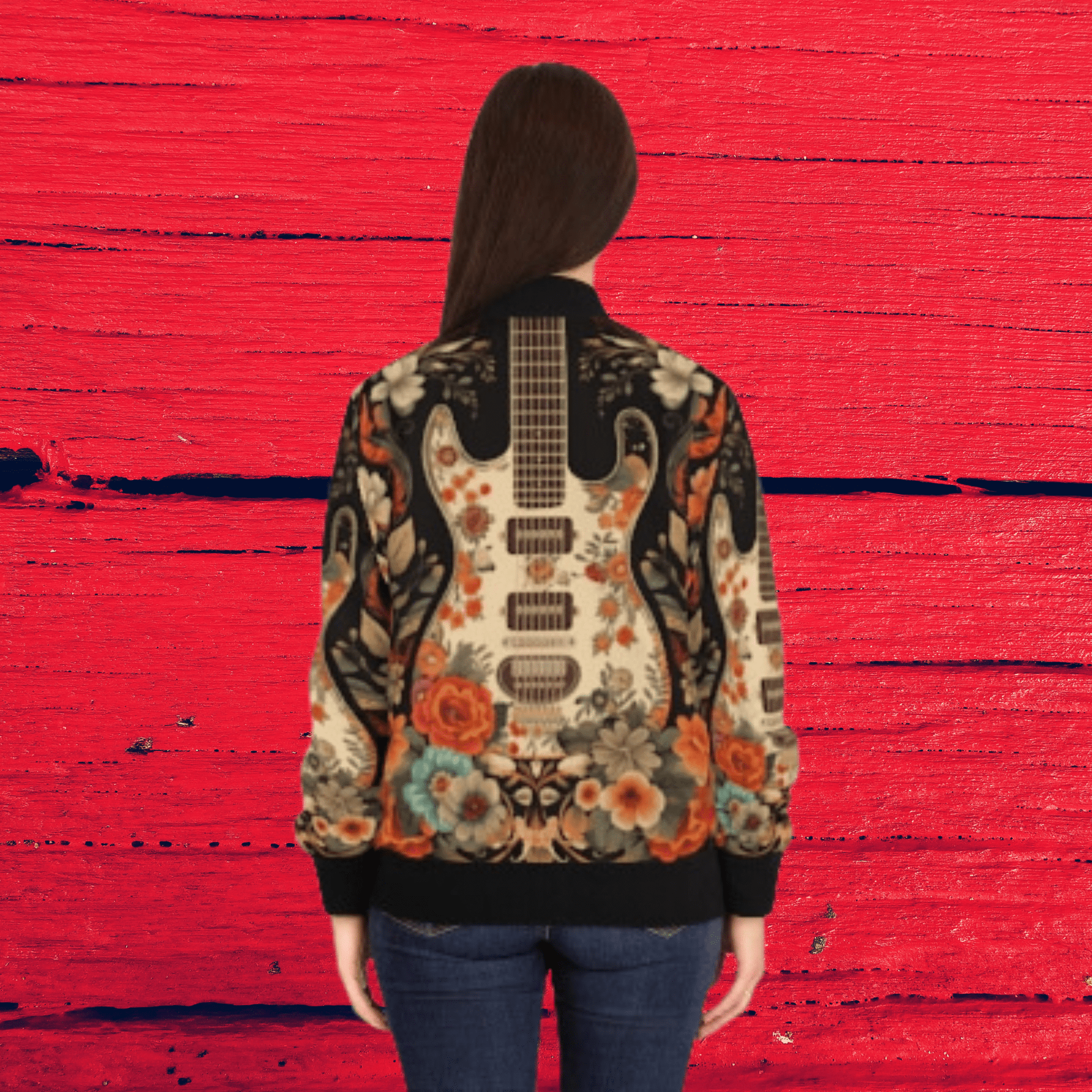 Women's bomber jacket inspired by Jimi Hendrix's 'Foxy Lady'