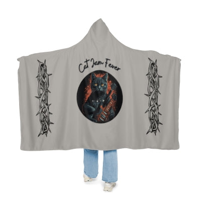 😻Cat Jam Fever Hooded Snuggly Blanket | Rockstar Themed Cozy Throw™ 🎸🌨️